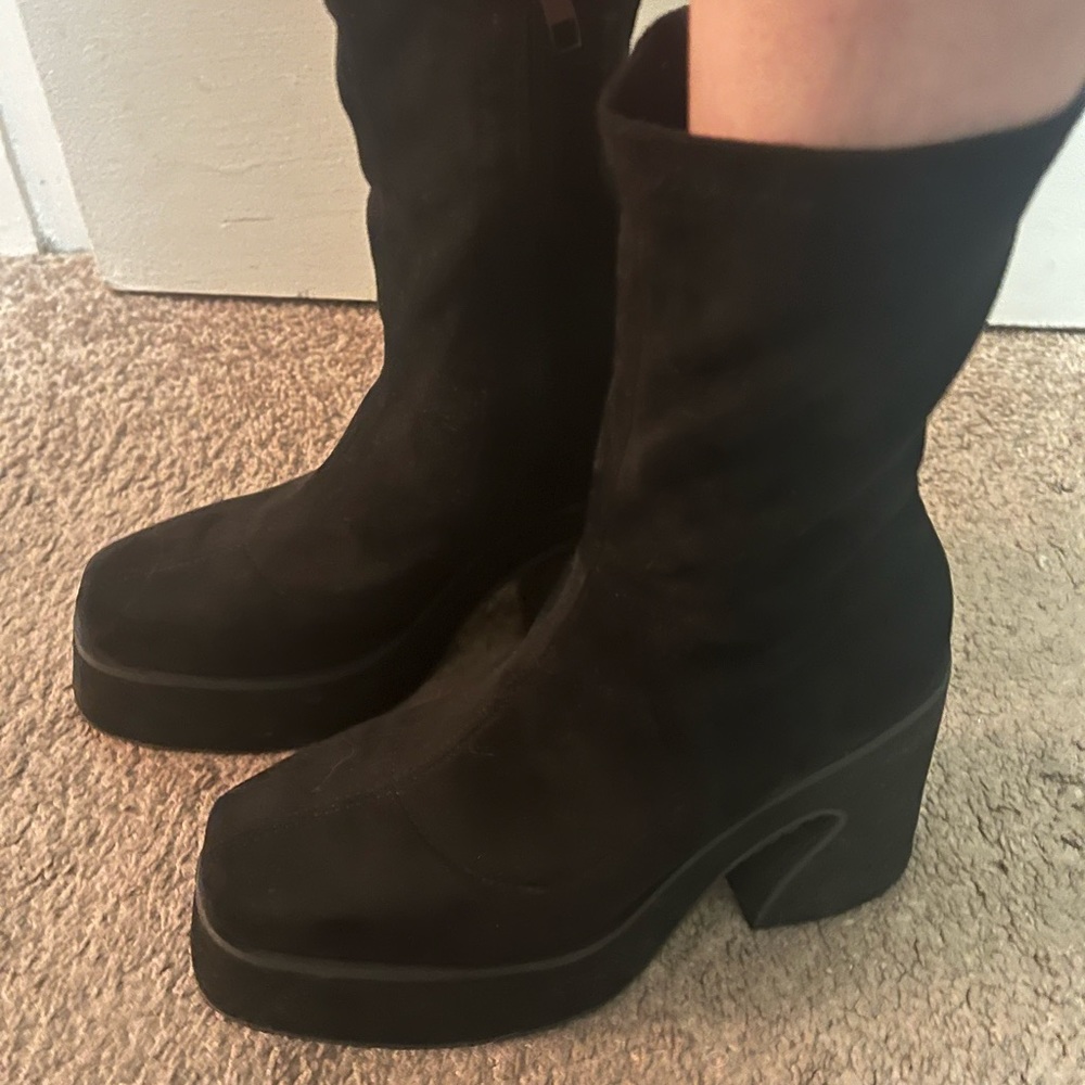 Chunky Black Y2K Bratz Sock Boots sz 8